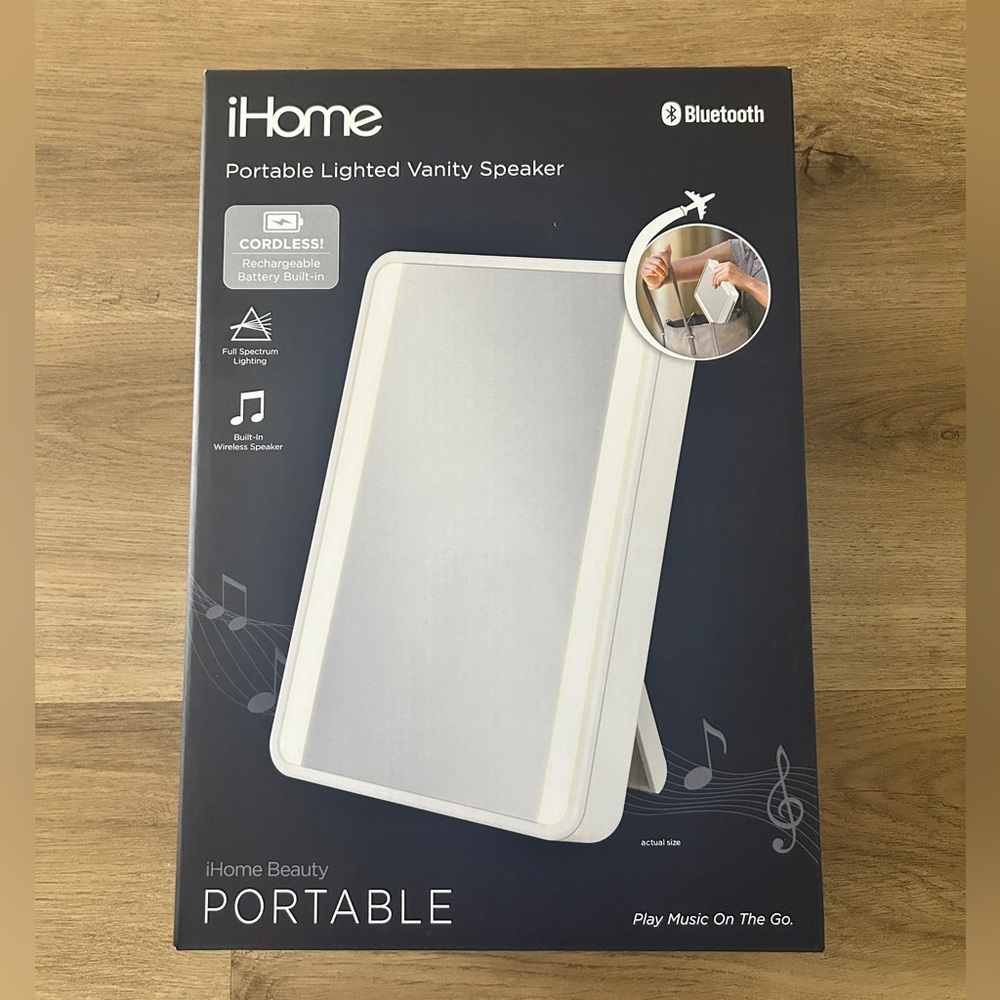 iHome Portable Lighted Vanity Mirror with Bluetooth Speaker – NEW IN BOX